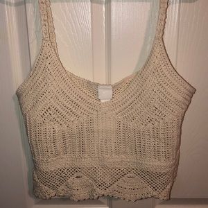 Tan Crotchet Crop Top